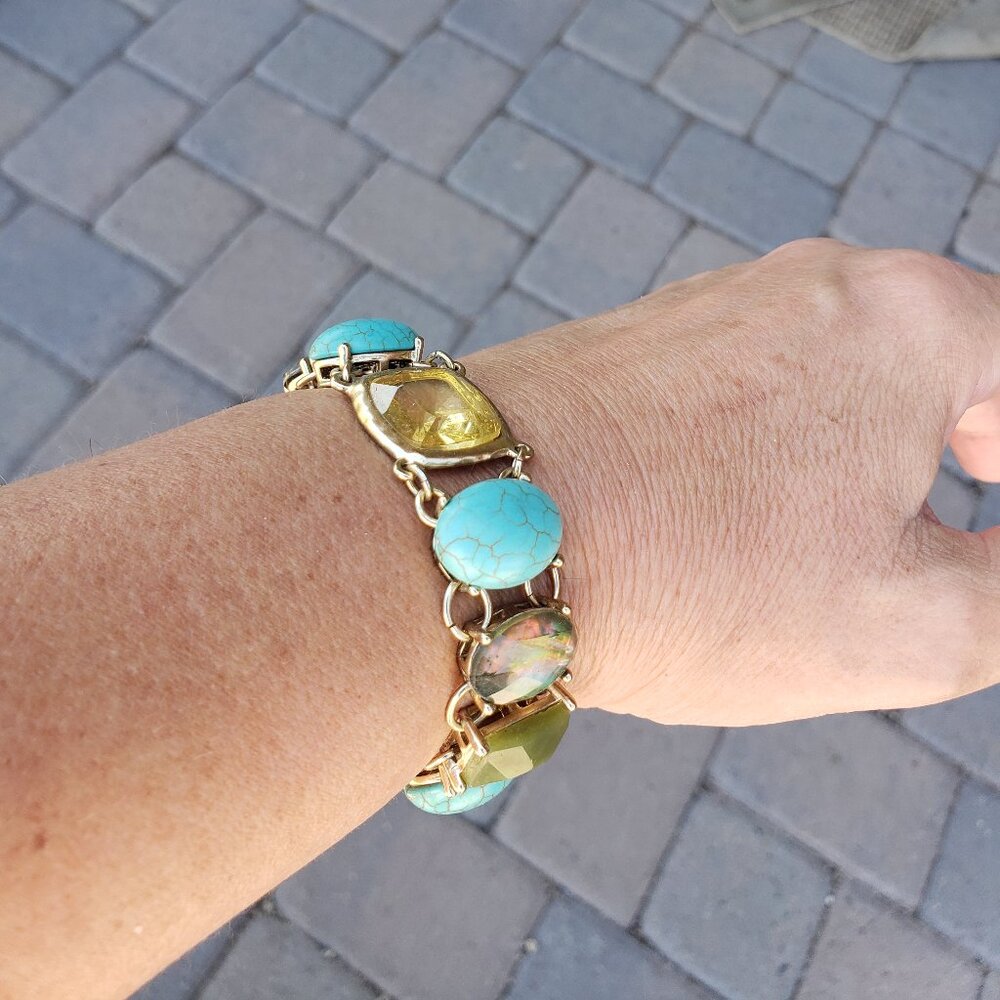 Chico's Chunky Faux Turquoise Boho Bracelet